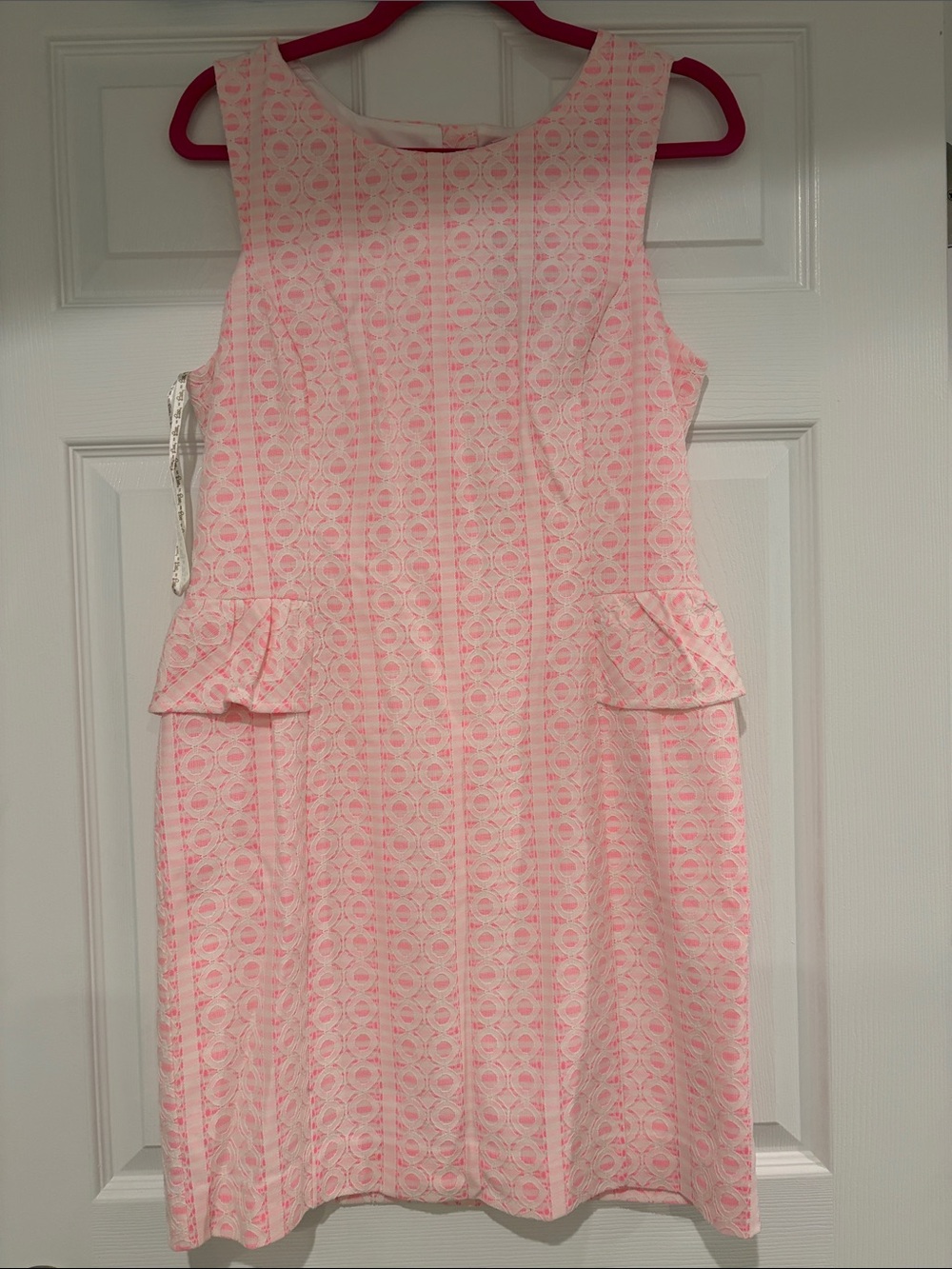 Lilly Pulitzer Pink and White Sleeveless Peplum Mini Dress